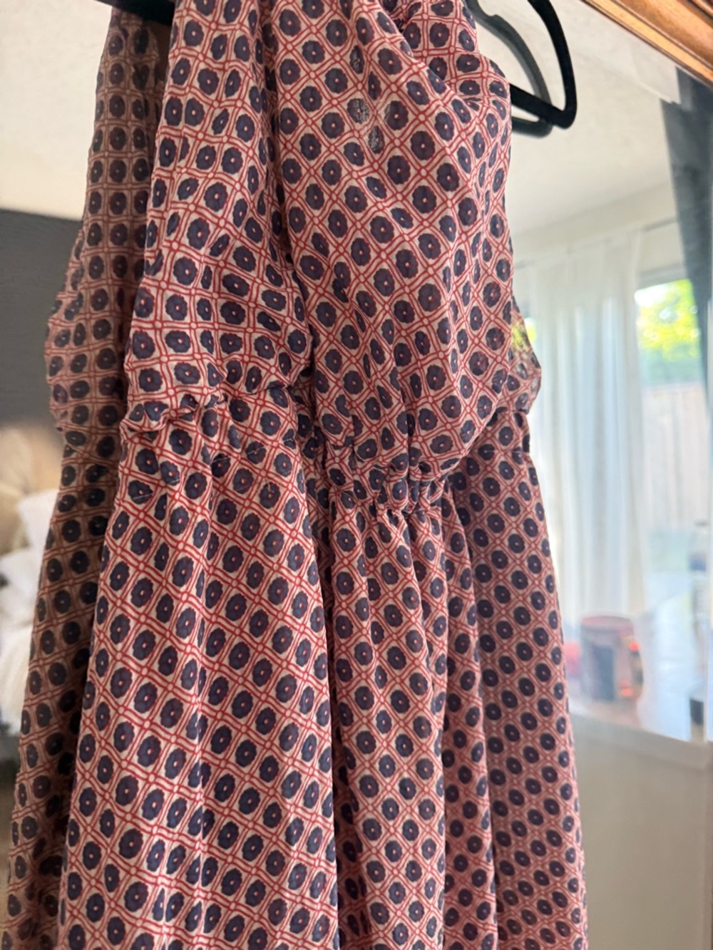 J. Crew Red and Blue Geometric Print Dress - Picture 2 of 3